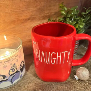 NEW RARE NAUGHTY/NICE - Double Sided Fun Red Rae Dunn Ceramic Coffee Mug/Cup ❤️